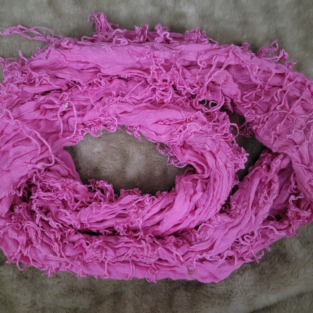 Pink Fringed Women's Scarf